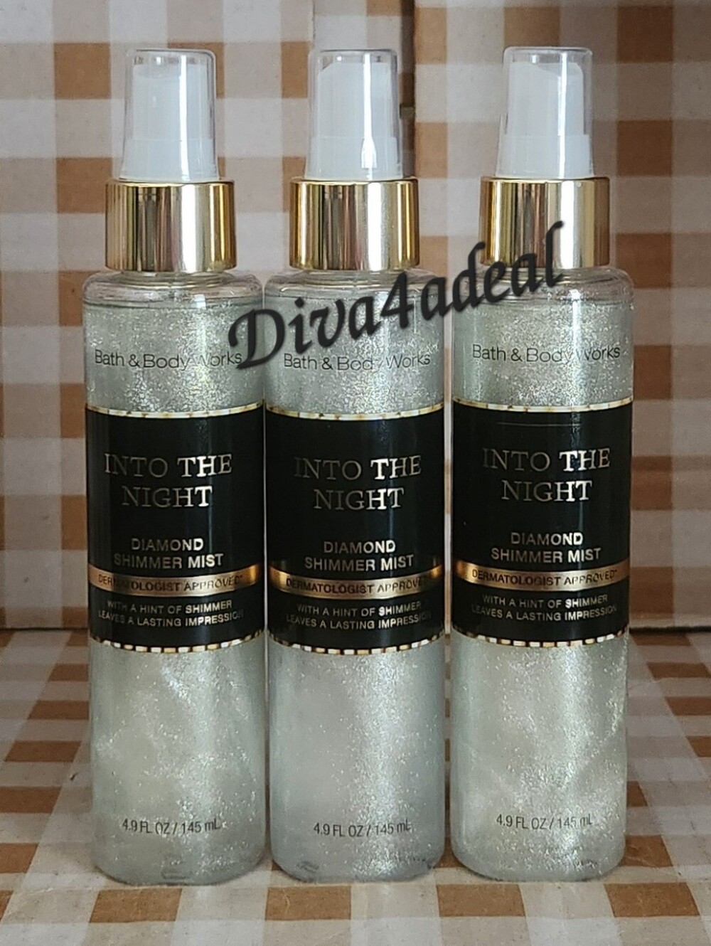 3X Bath & Body Works INTO THE NIGHT Diamond Shimmer Mist Spray Bundle